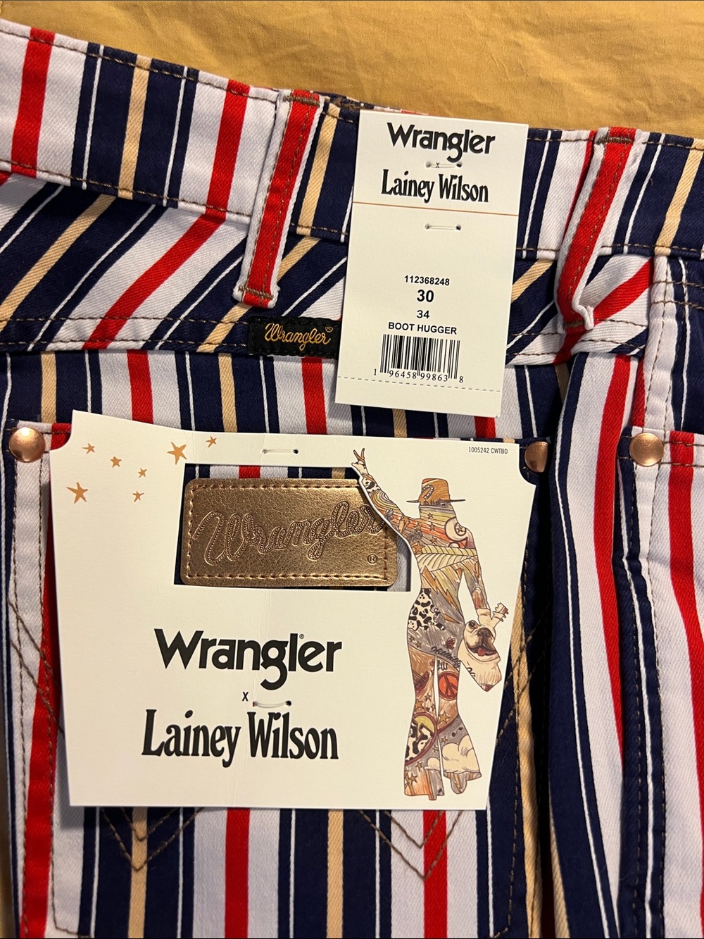 Wrangler Lainey Wilson Striped Boot Hugger Jeans - Navy/Red/White